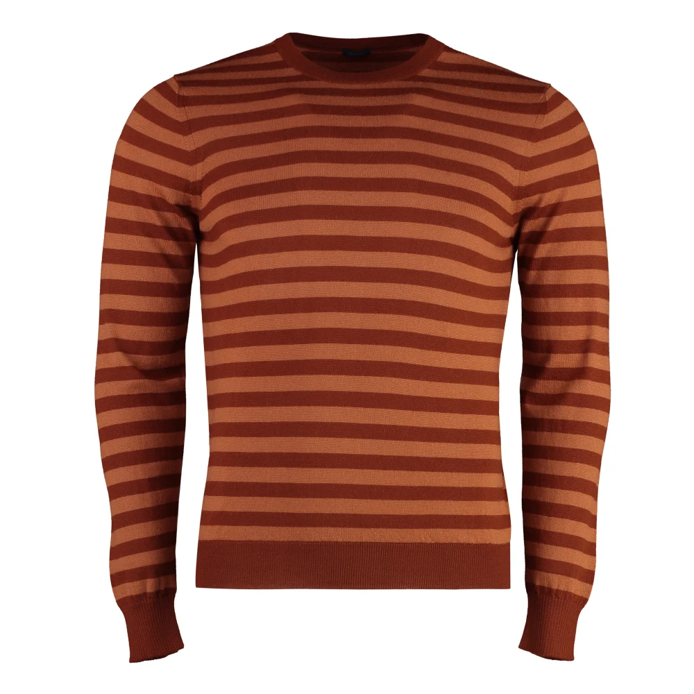 Malo Kasjmier Crew-Neck Sweater Geribbelde Brei Brown Heren
