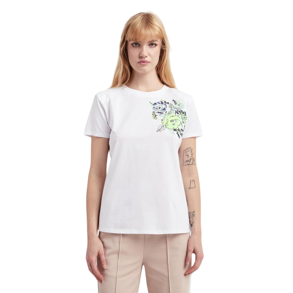Twinset Fluorescerende Print Myfo T-shirt White Dames