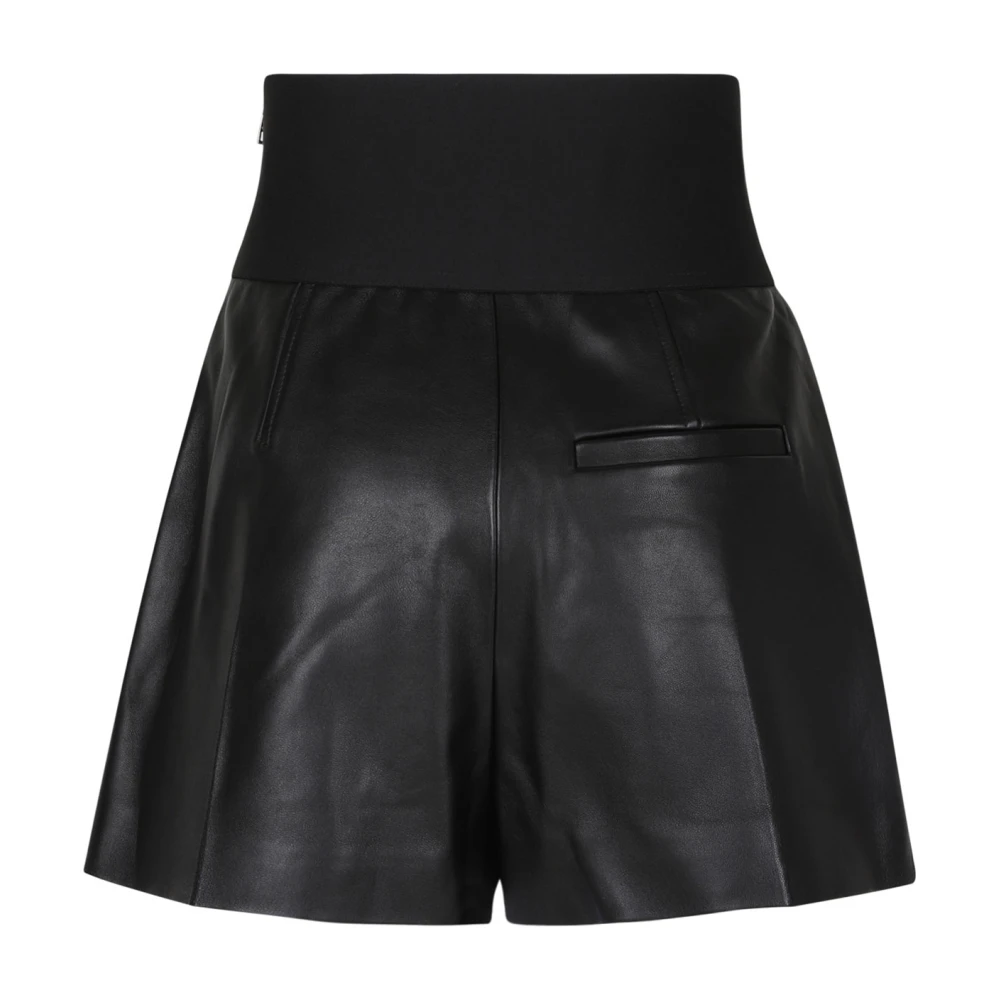 alexander wang Zwarte Leren Shorts met Plooien Black Dames