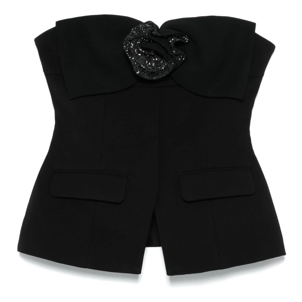 Self Portrait Bow Bandeau Top met Rits Black Dames