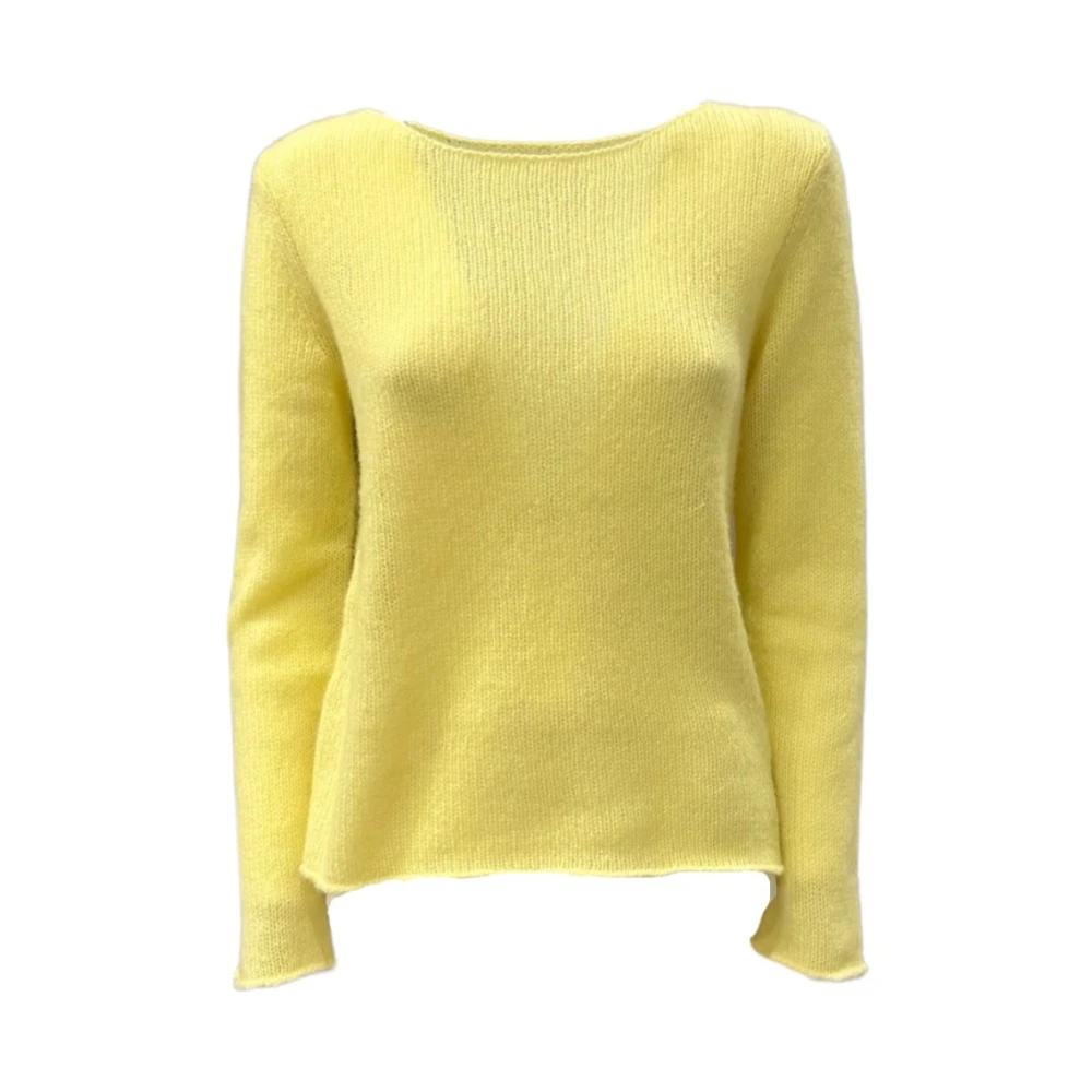 LU REN Kasjmier Zijde Trui Ronde Hals Yellow Dames