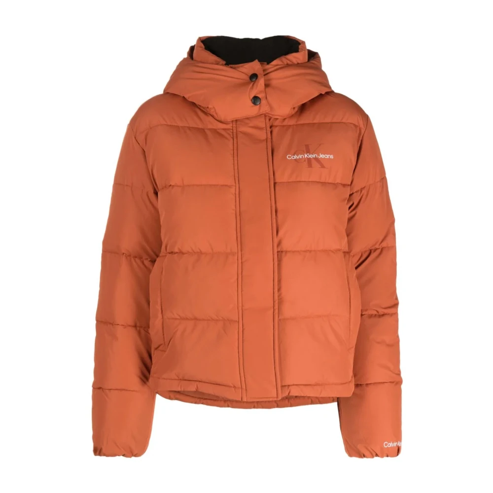Calvin Klein Jeans Bruine Korte Puffer Donsjas Brown Dames