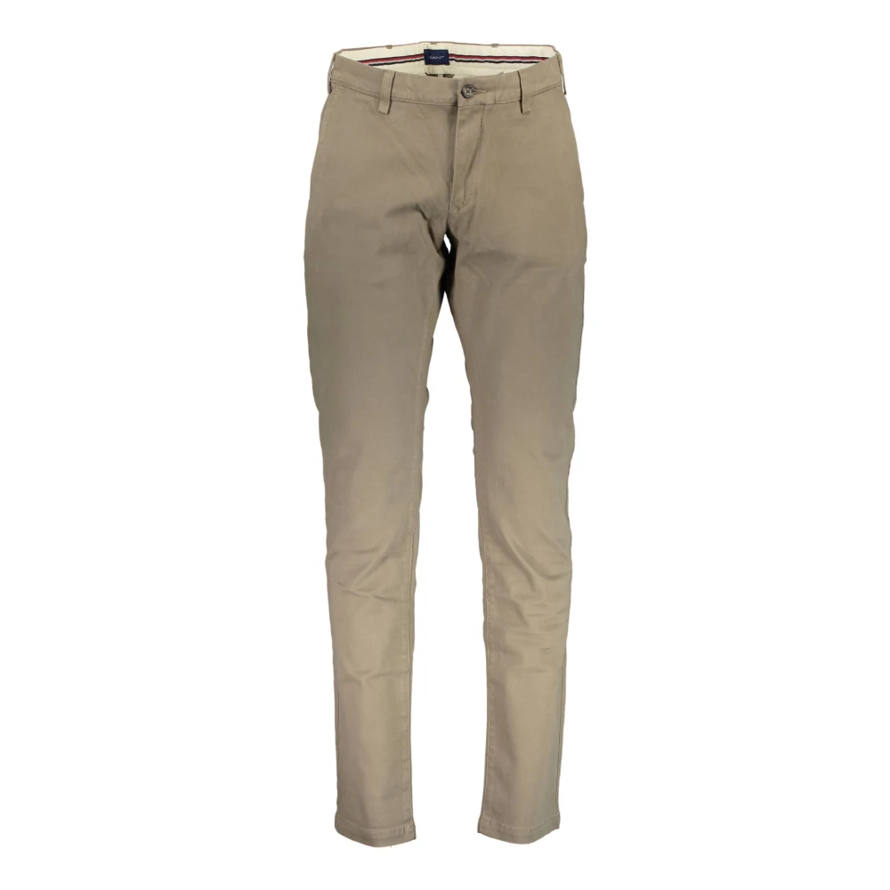Gant Men's Beige Slim Trousers With Logo - Chinos - W35 L34 - Trousers
