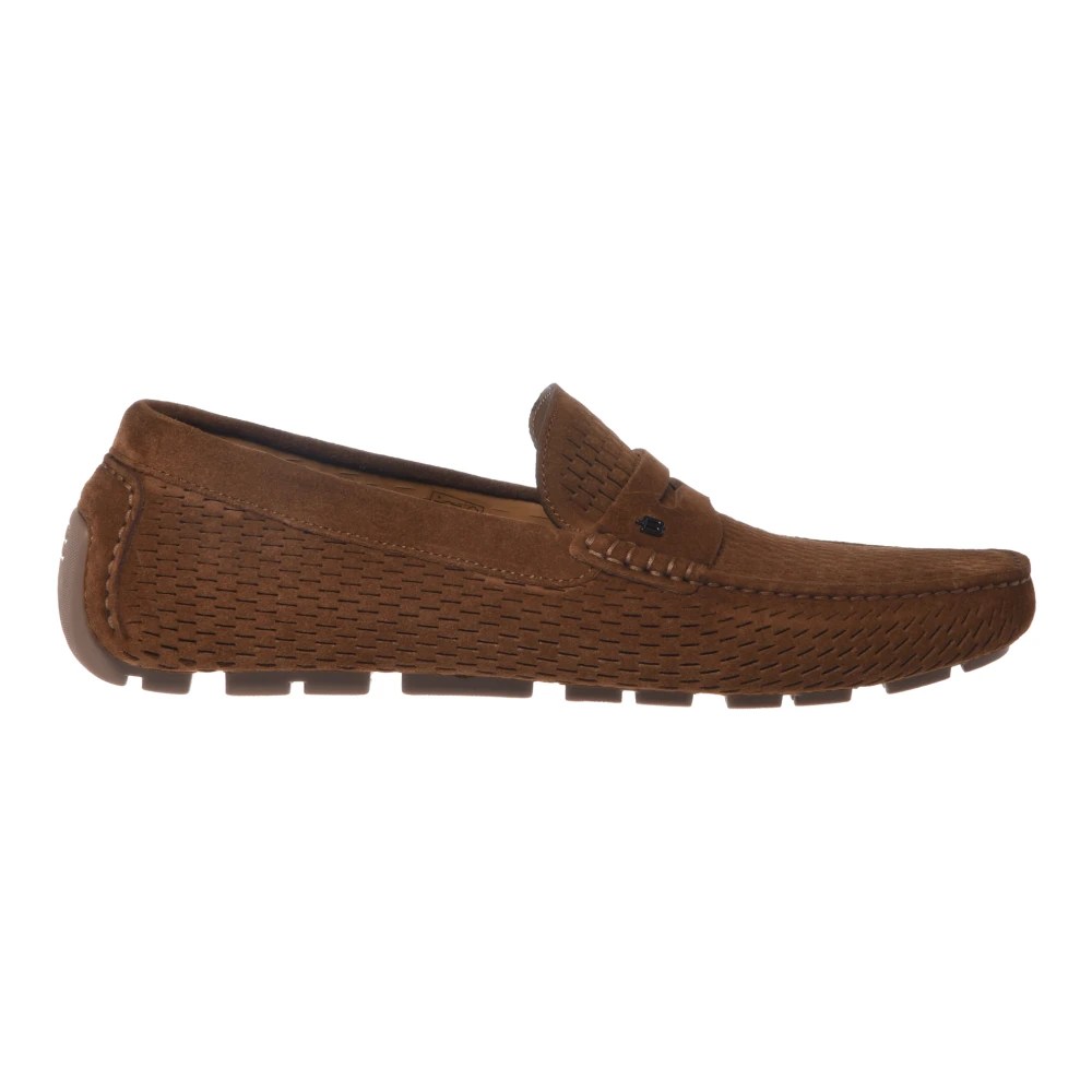 Baldinini Men's Brown Loafers, 7 Uk, Perforated Suede Loafer