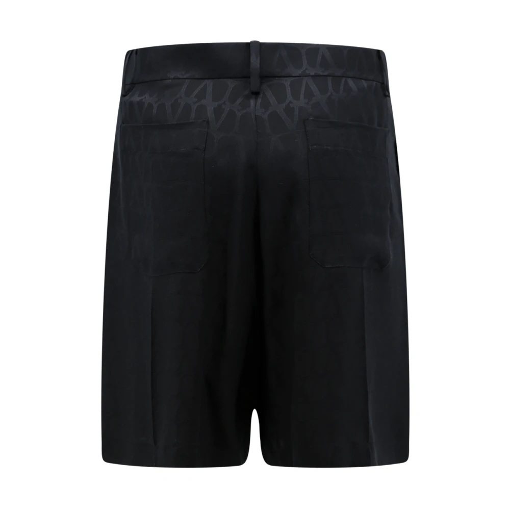 Valentino Zwarte Zijden Shorts met Knoop- en Ritssluiting Black Heren