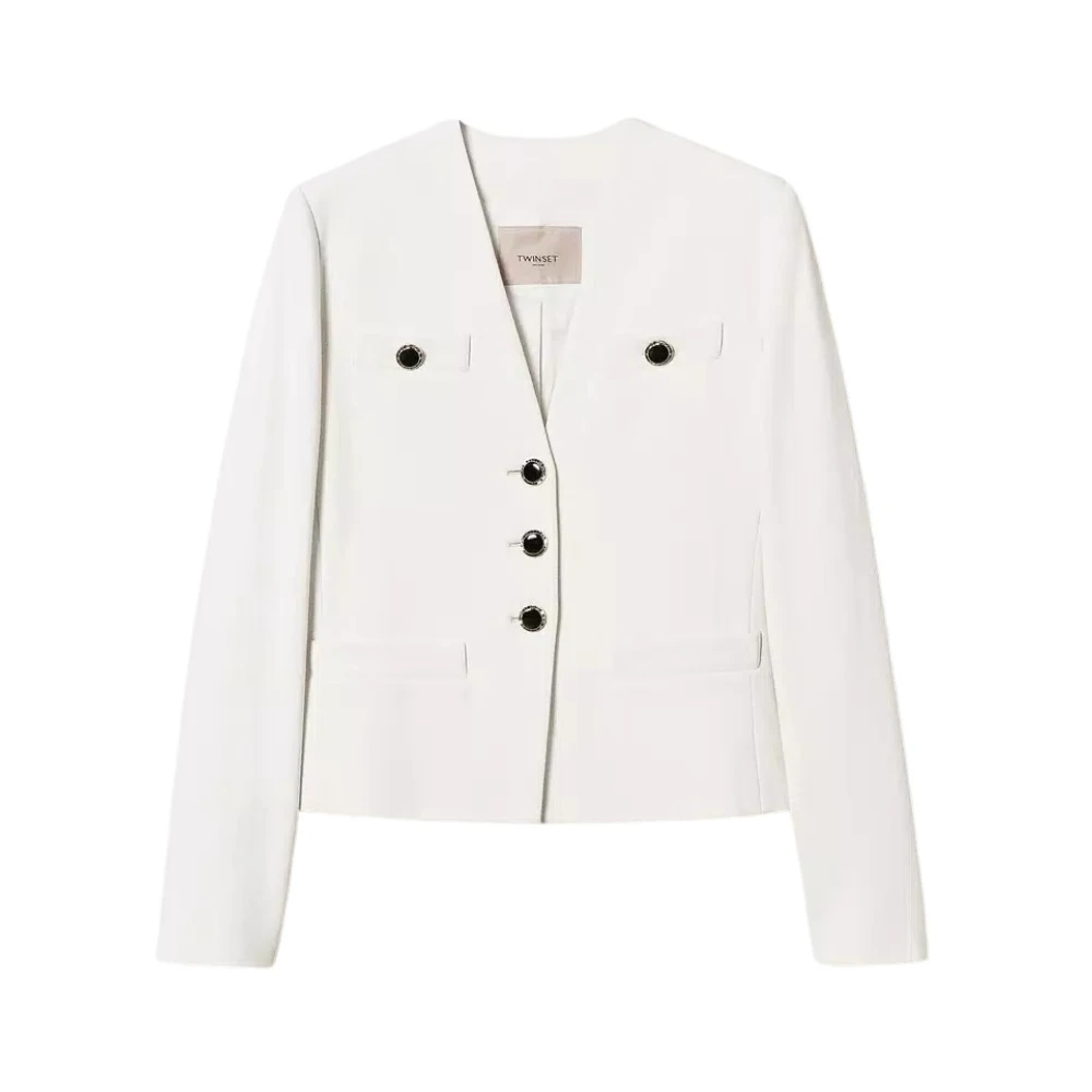 Twinset Blazerjas met juweelknopen White Dames