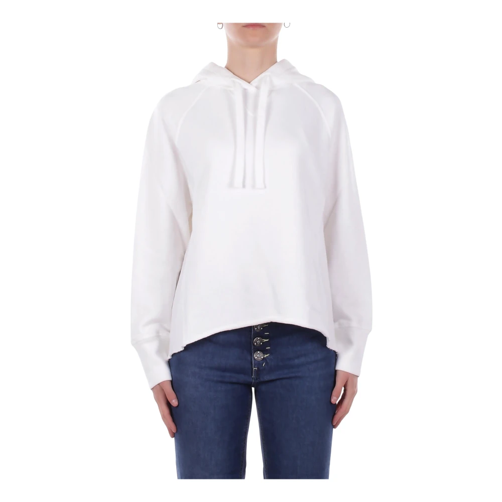Dondup Vrouw Wit Hoodies & Sweatvesten Dames, L, Katoen, Regular Hoodie Van Geborsteld Katoen