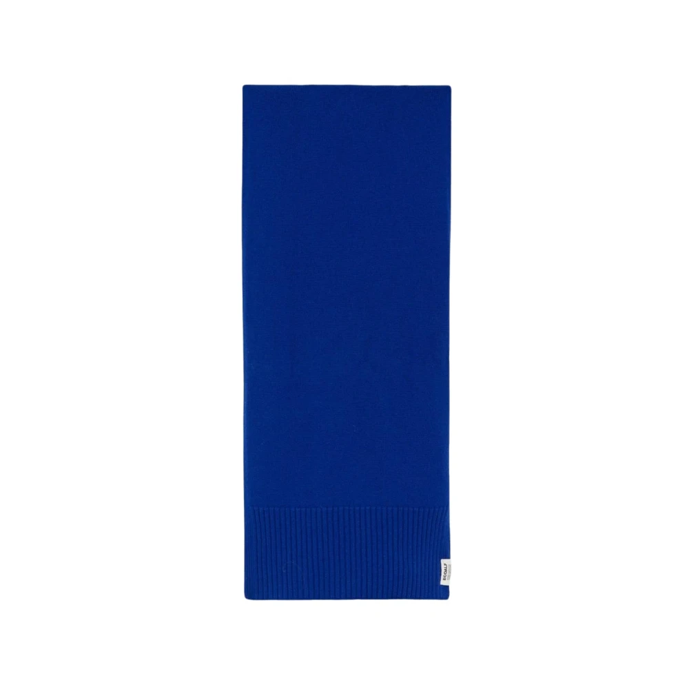 Ecoalf Blauwe Geribbelde Wollen Sjaal Blue Unisex