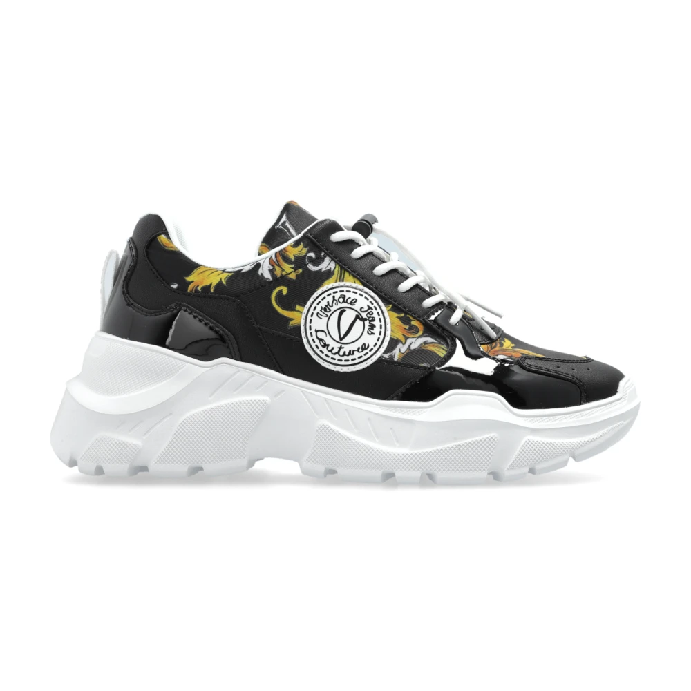 Versace Jeans Couture Sneakers met Barocco Print Dames Schoenen Zwart