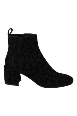 Svarta Leopard Dragkedja Ankelboots