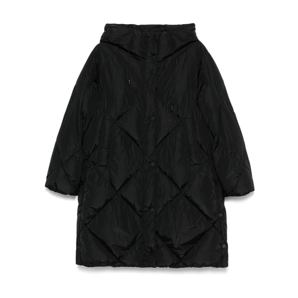 Max Mara Weekend Zwarte Gewatteerde Pufferjas met Capuchon Black Dames