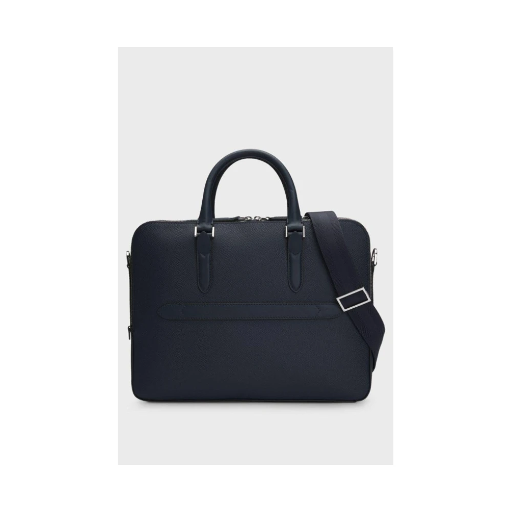Hugo Boss Leren documenthouder met logoprint Blue Heren