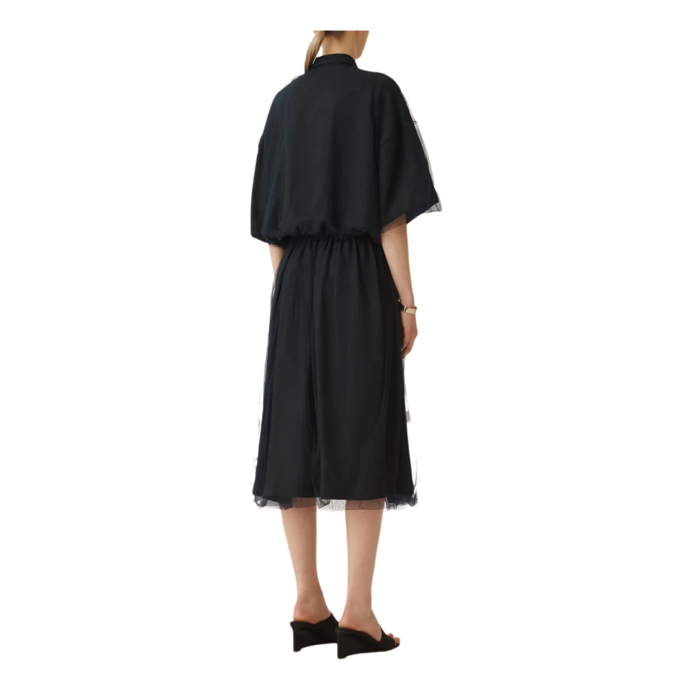 Fabiana Filippi Midnight Blue Linnen Viscose Shirtjas Blue Dames