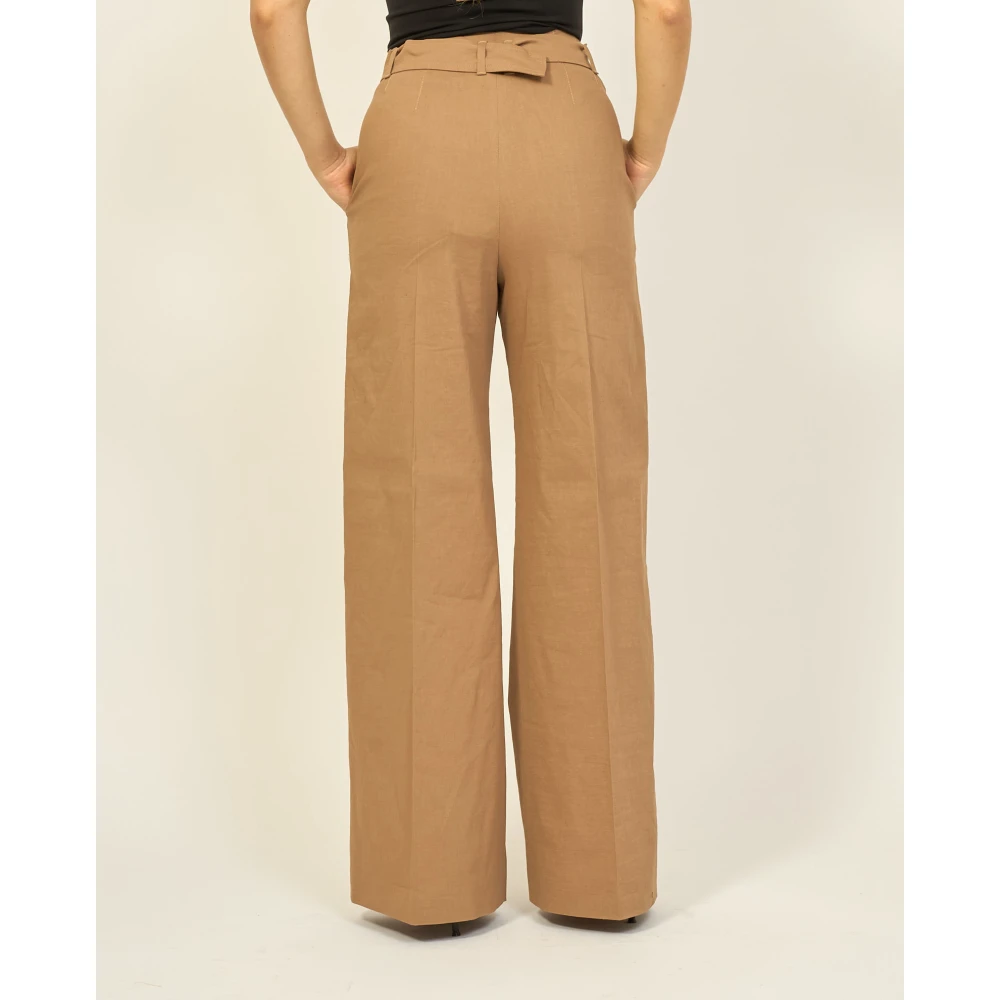 Boss Beige Relaxte Pasvorm Hoge Taille Broek Beige Dames