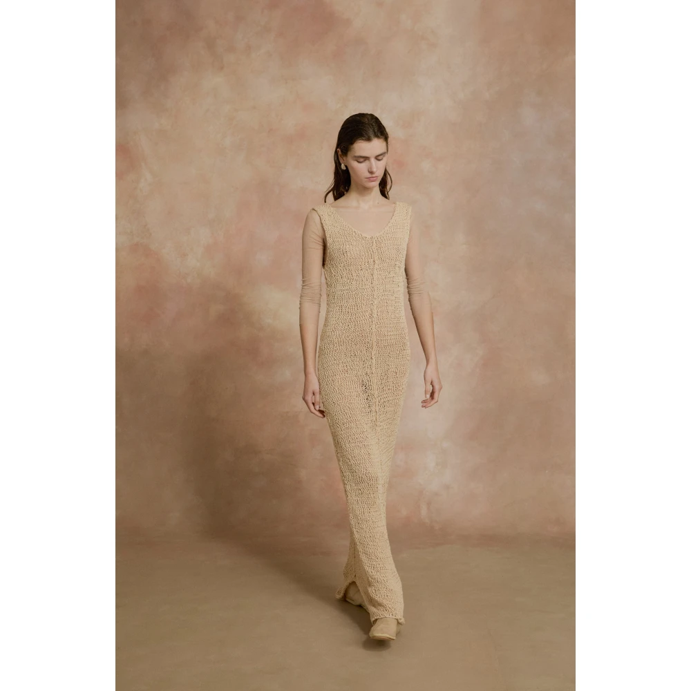 Cortana Hanami lang beige katoenen gebreide jurk Beige Dames