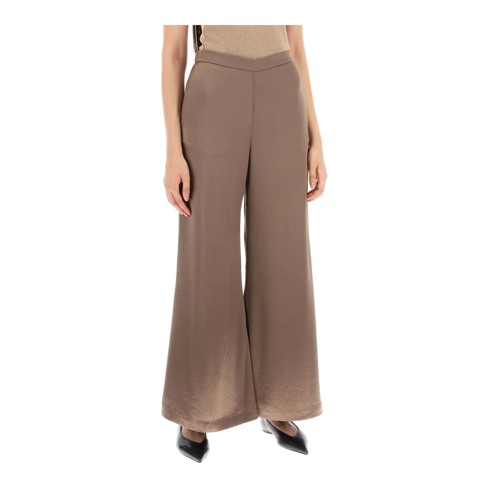 By Malene Birger Satin Flared Lucee Light Byxor Brown, Dam