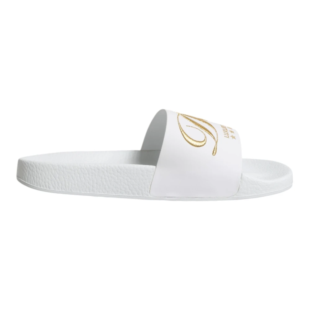 Dolce & Gabbana Men's White Sliders, 6 Uk, Slides Slip-On Sandals