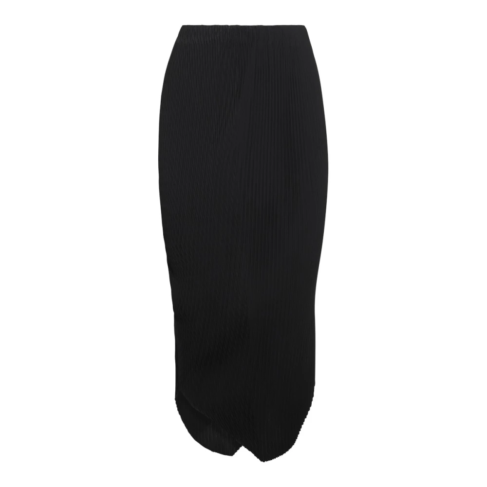 Issey Miyake Zwarte Asymmetrische Midi Rok Black Dames