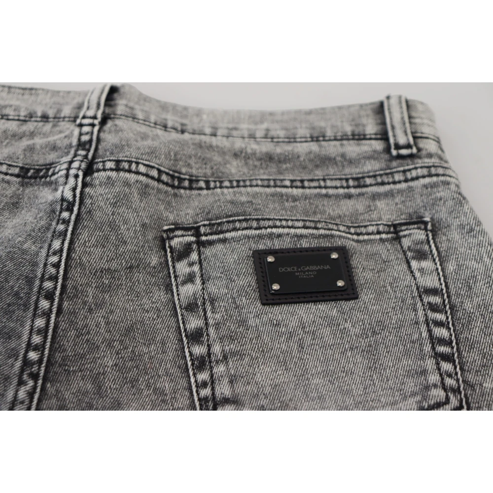 Dolce & Gabbana Chic Slim Fit Grijze Denim Jeans Gray Heren