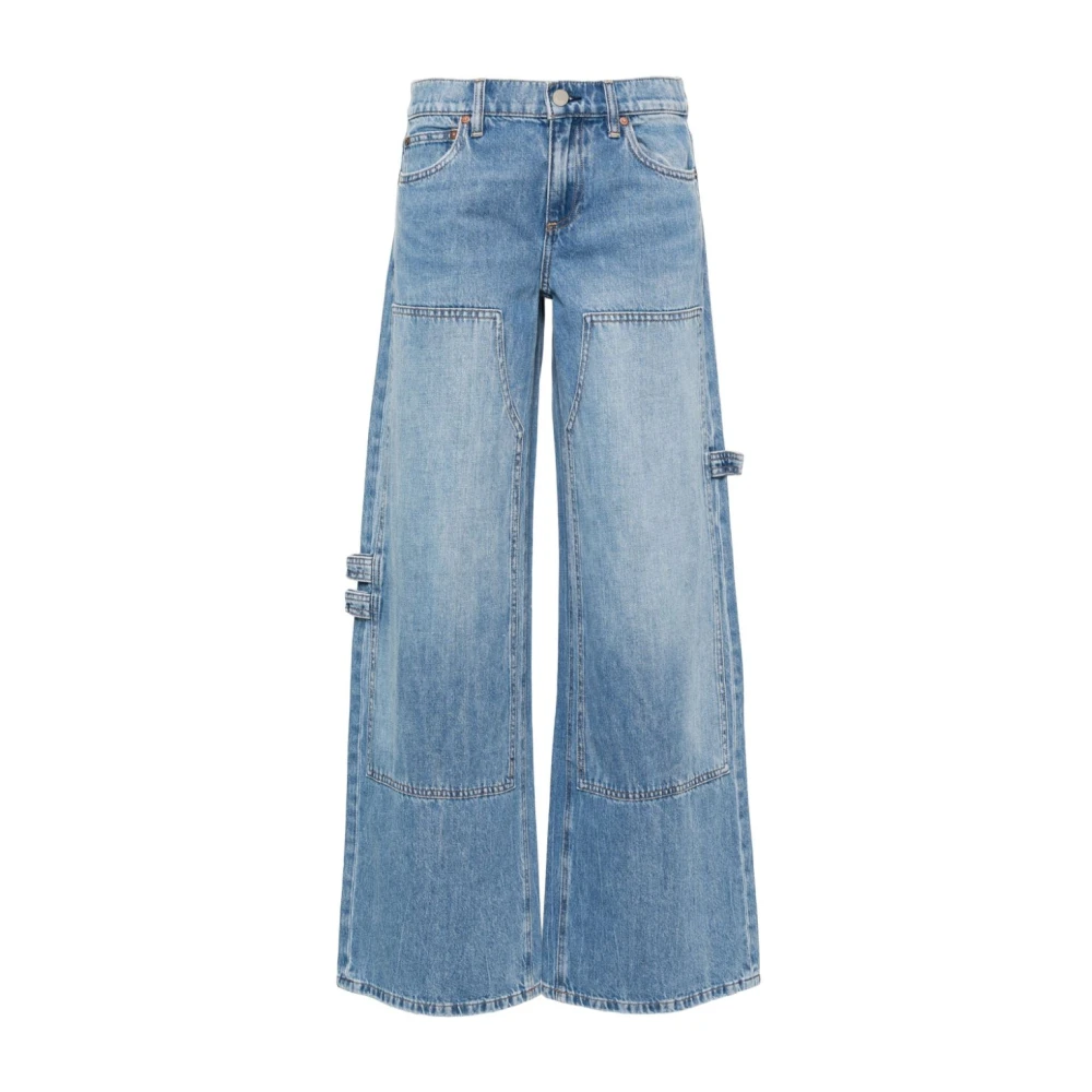 Alice + olivia Blauwe Gewassen Denim Wijde Pijp Jeans Blue Dames