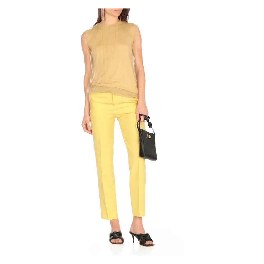 Fabiana Filippi Gele Kasjmier Zijden Trui Tule Detail Yellow Dames