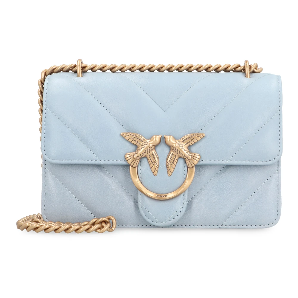 pinko Gewatteerde leren mini crossbody tas met Love Birds gesp Blue Dames