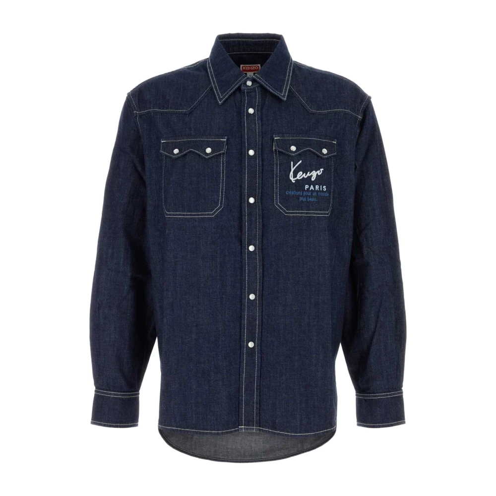 Kenzo Klassieke Denim Overhemd Blue Heren