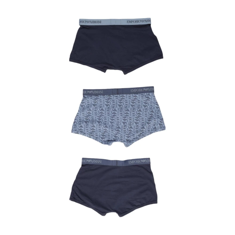 Emporio Armani Stijlvolle Blauwe Logo Boxershorts Blue Heren
