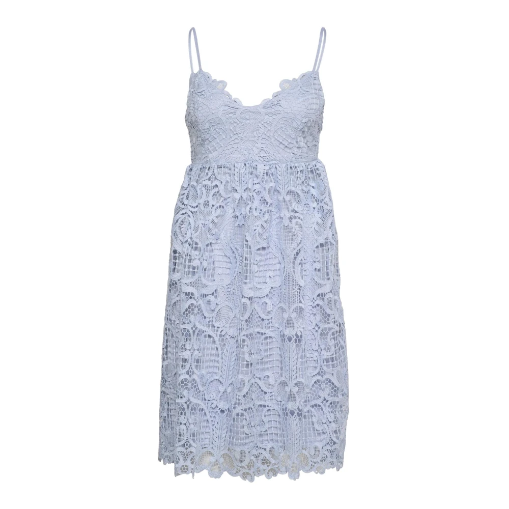 Vila Elegante Kant Jurk Lichtblauw Blue Dames