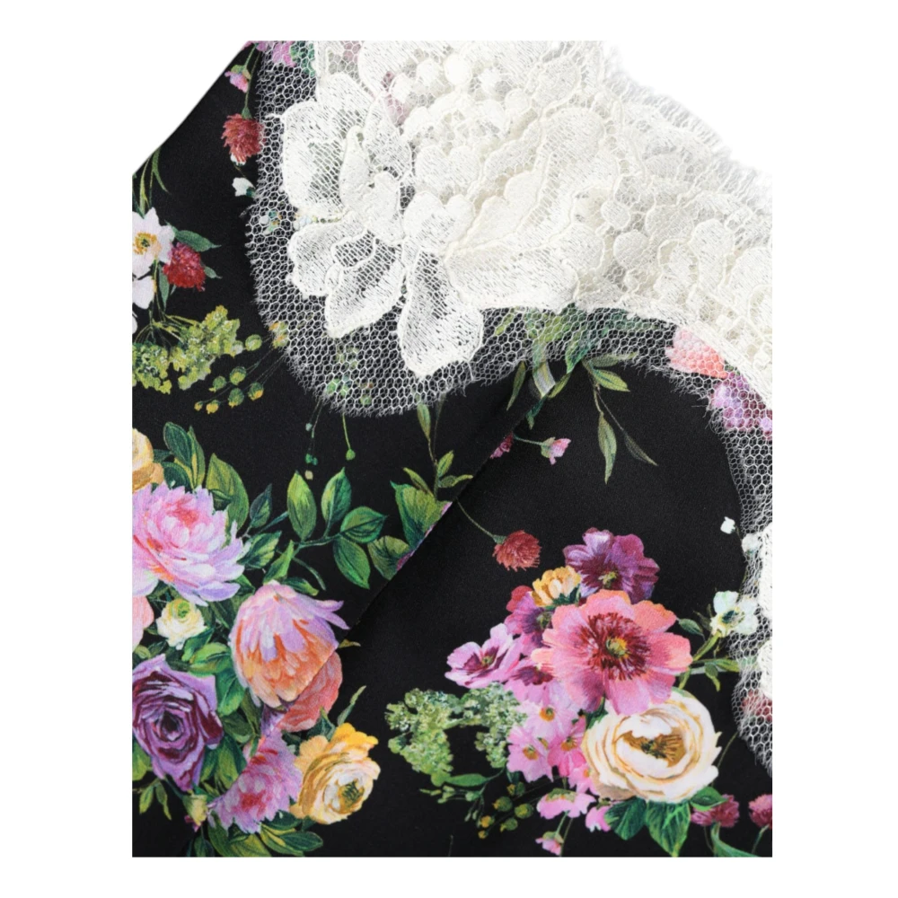 Dolce & Gabbana Zwarte Bloemenkant Blouse Top Multicolor Dames