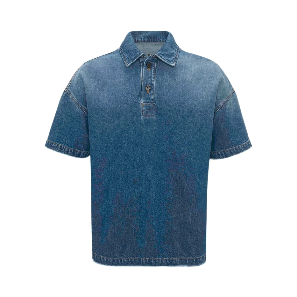 JW Anderson Denim Polo Shirt Blue Heren