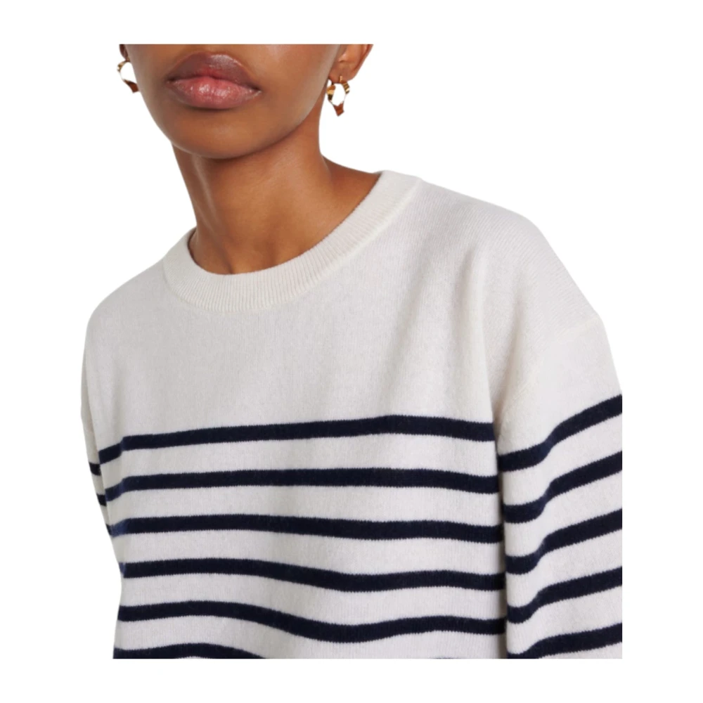 Lisa Yang Kasjmier Gestreept T-shirt White Dames