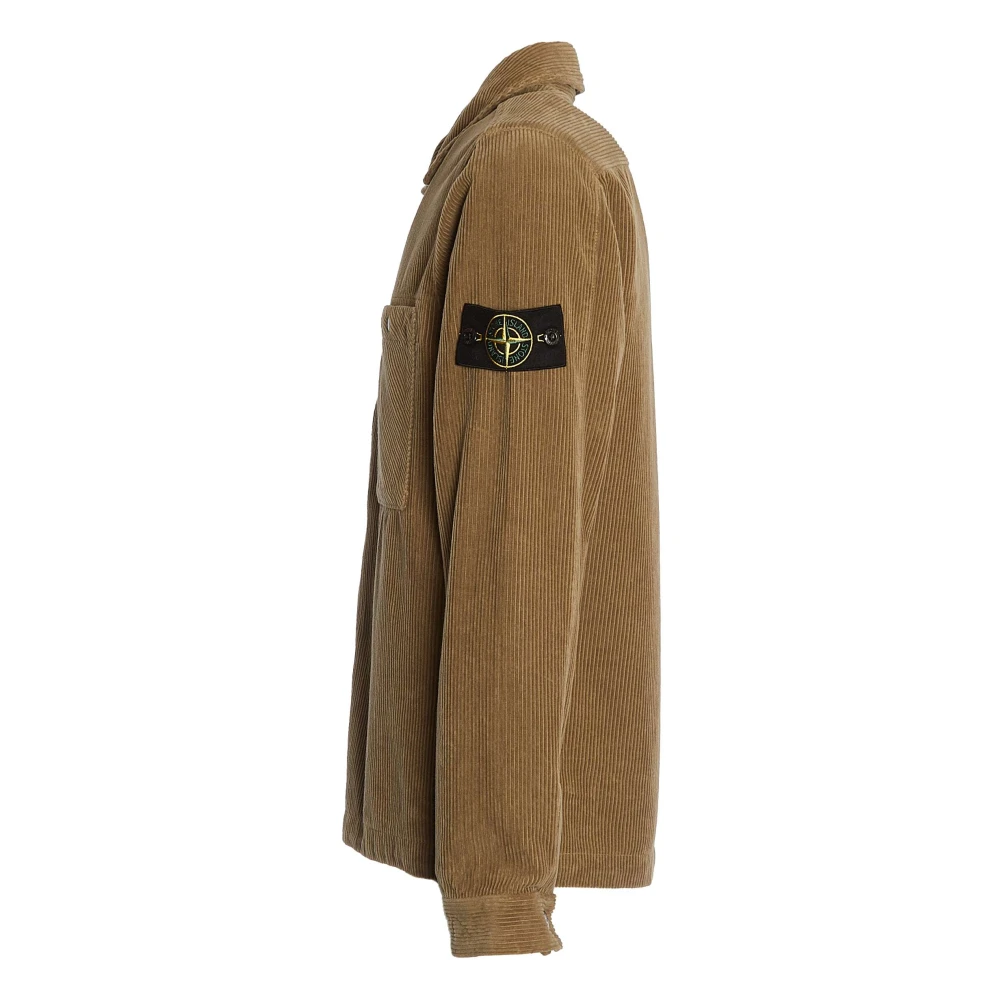 Stone Island Bruine Corduroy Overshirt Shirt Aw24 Brown Heren