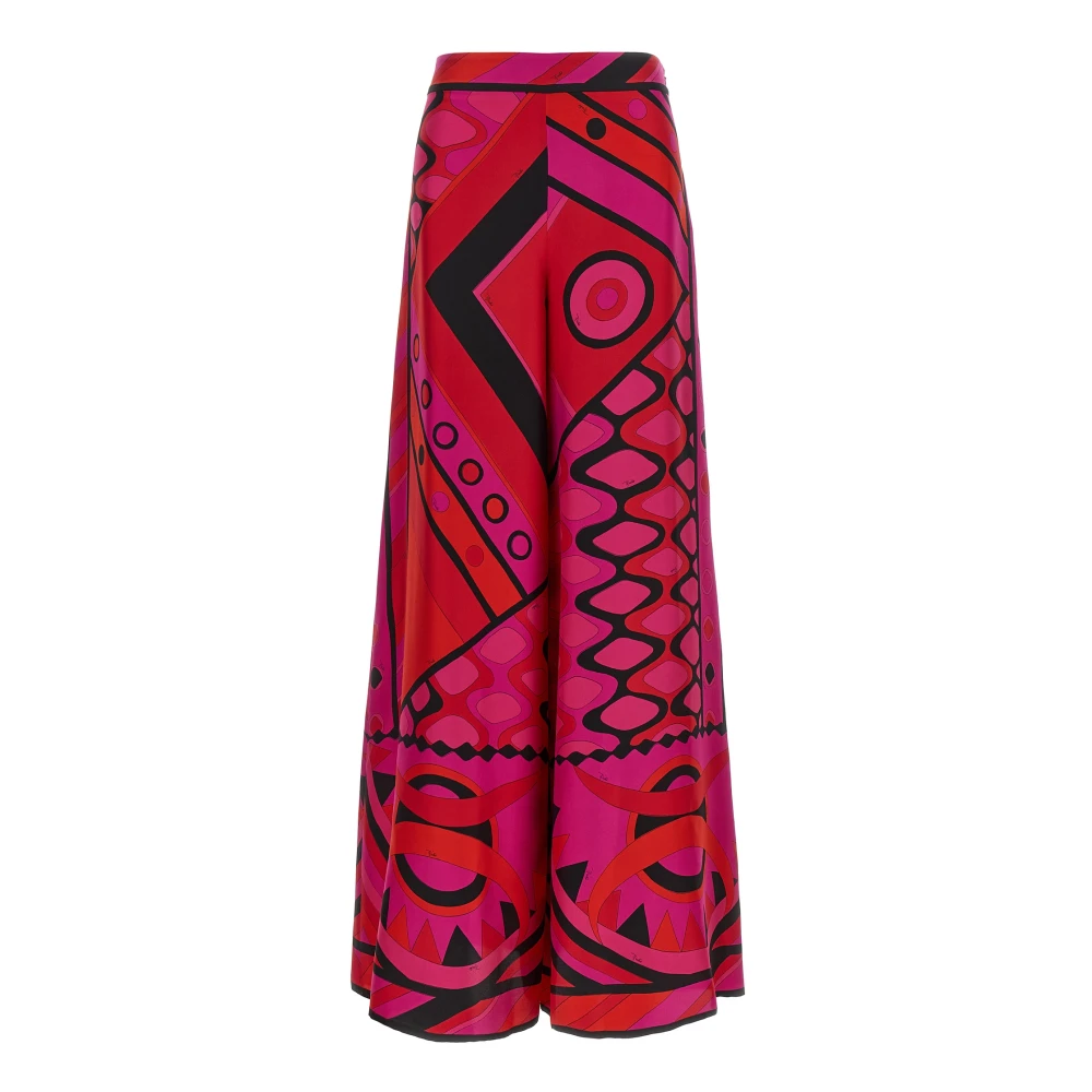 Pucci Vrouw Multicolor Broeken Dames, Veelkleurig, Xs, Vivara Print Silk Palazzo Pants