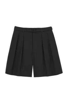 Belted Shorts in Cotton Poplin