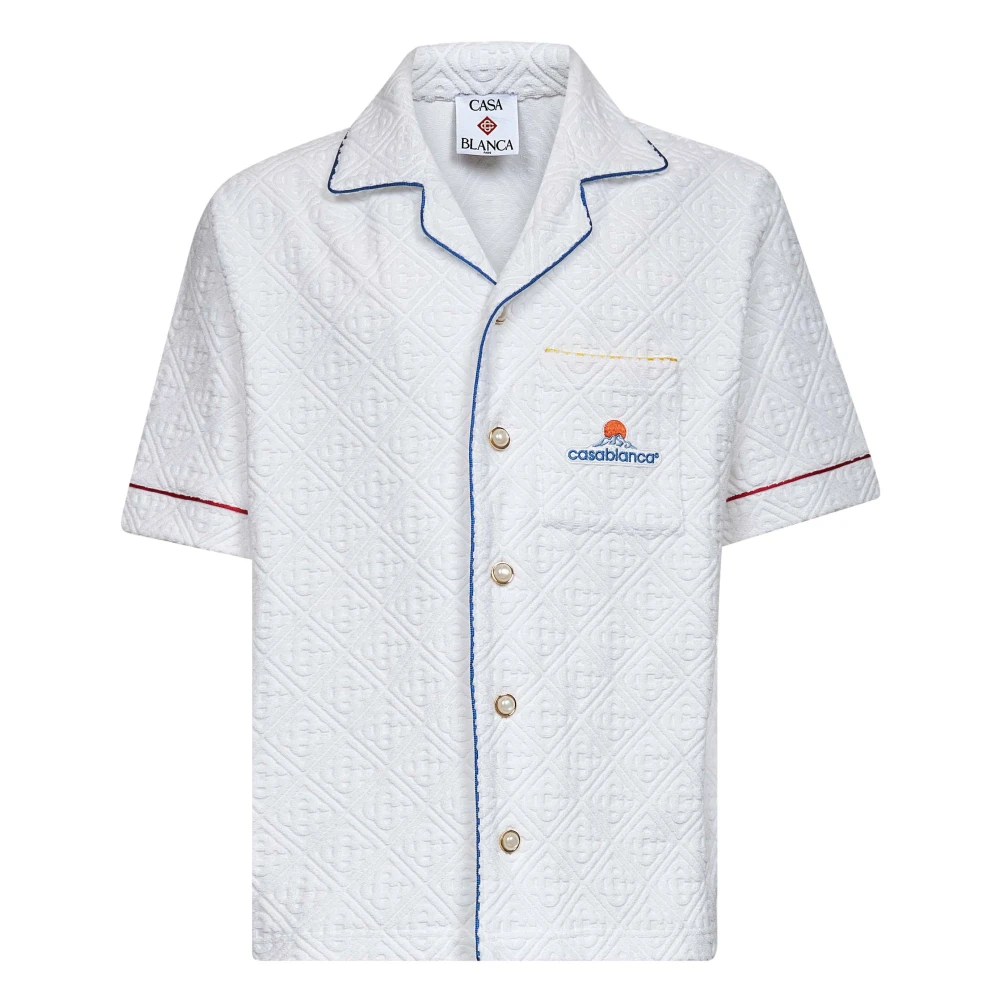 Casablanca Men's White/Gold Bowling Collar Shirt With Details