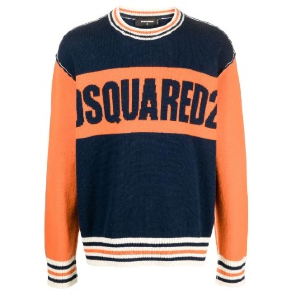 Dsquared2 Men's Blue Round-Neck Knitwear, L, Round-Neck Knitwear