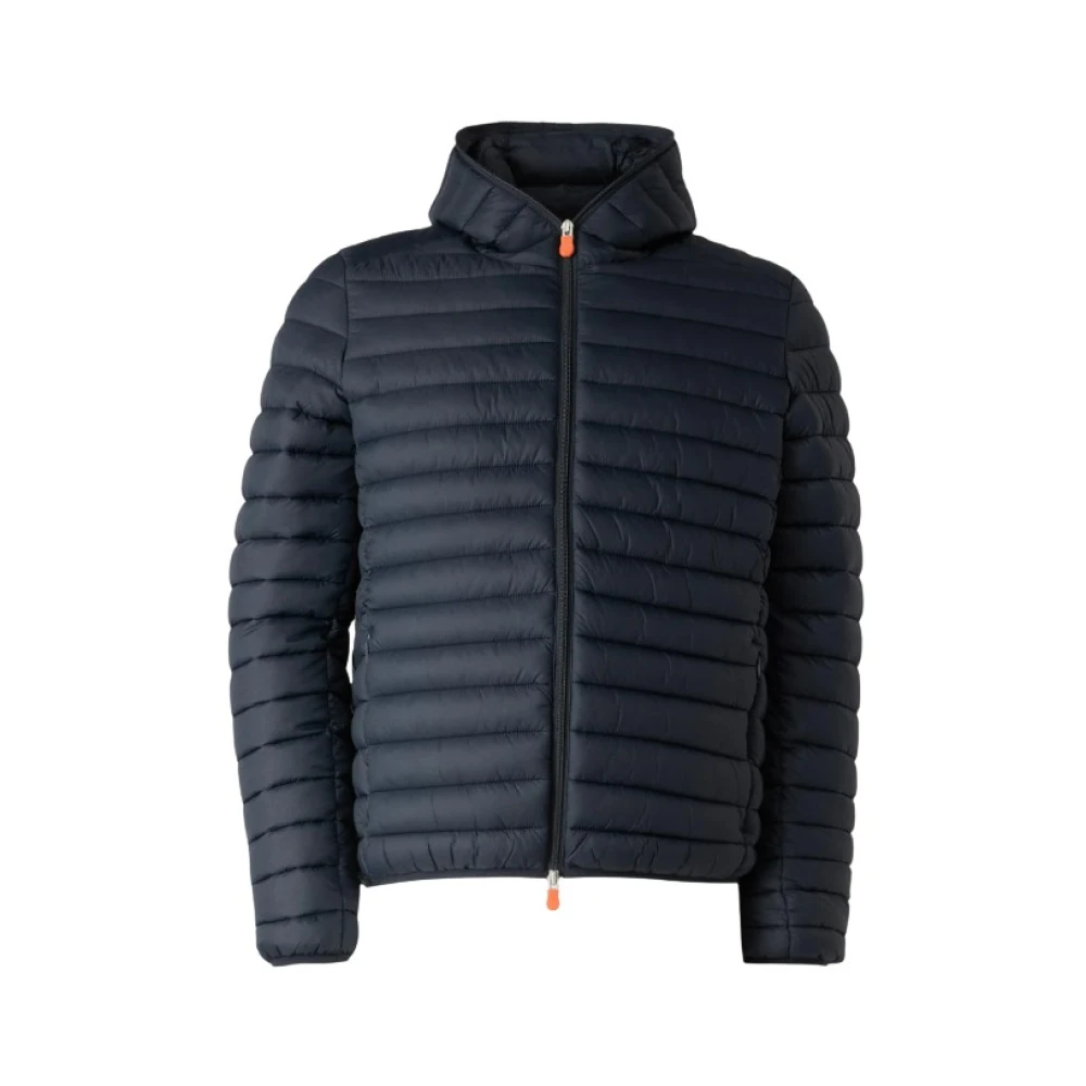 Save The Duck Blauwe Gewatteerde Plumtech Jas met Capuchon Blue Heren