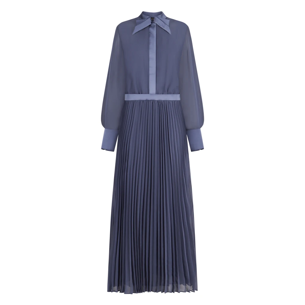 Emporio Armani Geplooide overhemdjurk met overhemdkraag Blue Dames