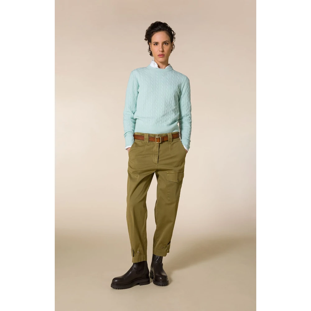 Seventy Slim Fit Kabelgebreide Trui voor Moderne Vrouwen Green Dames