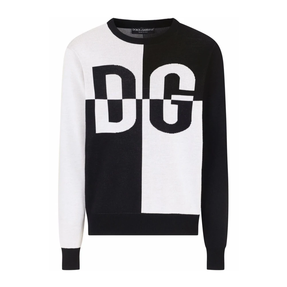 Dolce & Gabbana Logo Sweater van zuivere wol Black Heren