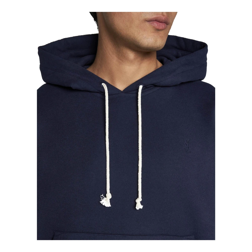 Saint Laurent Hoodie met logo detail Blue Heren