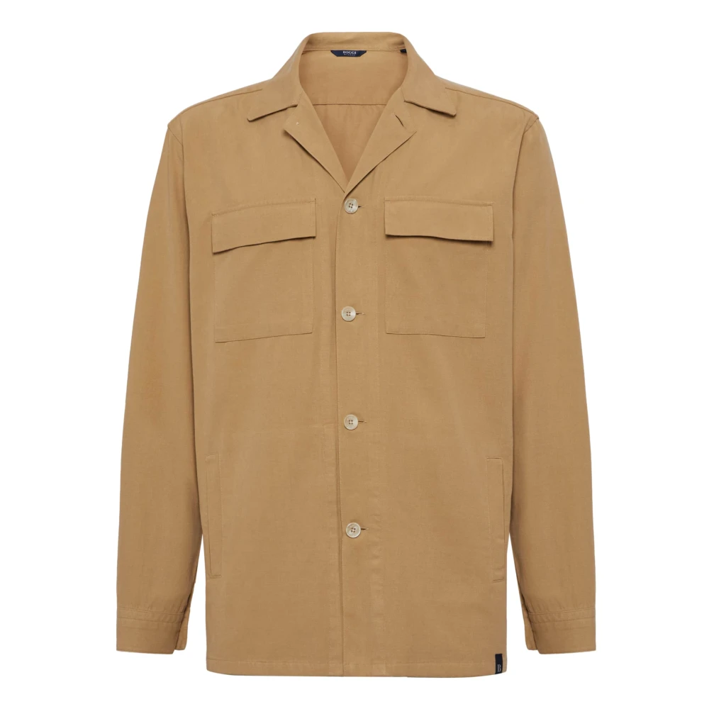Boggi Milano Link Overhemd Jas in Katoen en Lyocell Beige Heren