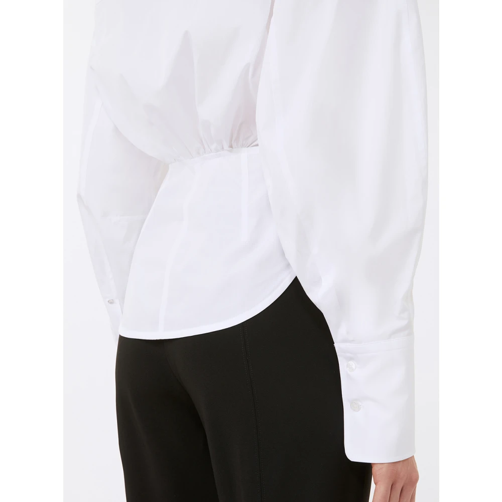 SPORTMAX Oversized Wit Shirt met Zichtbare Stiksels White Dames