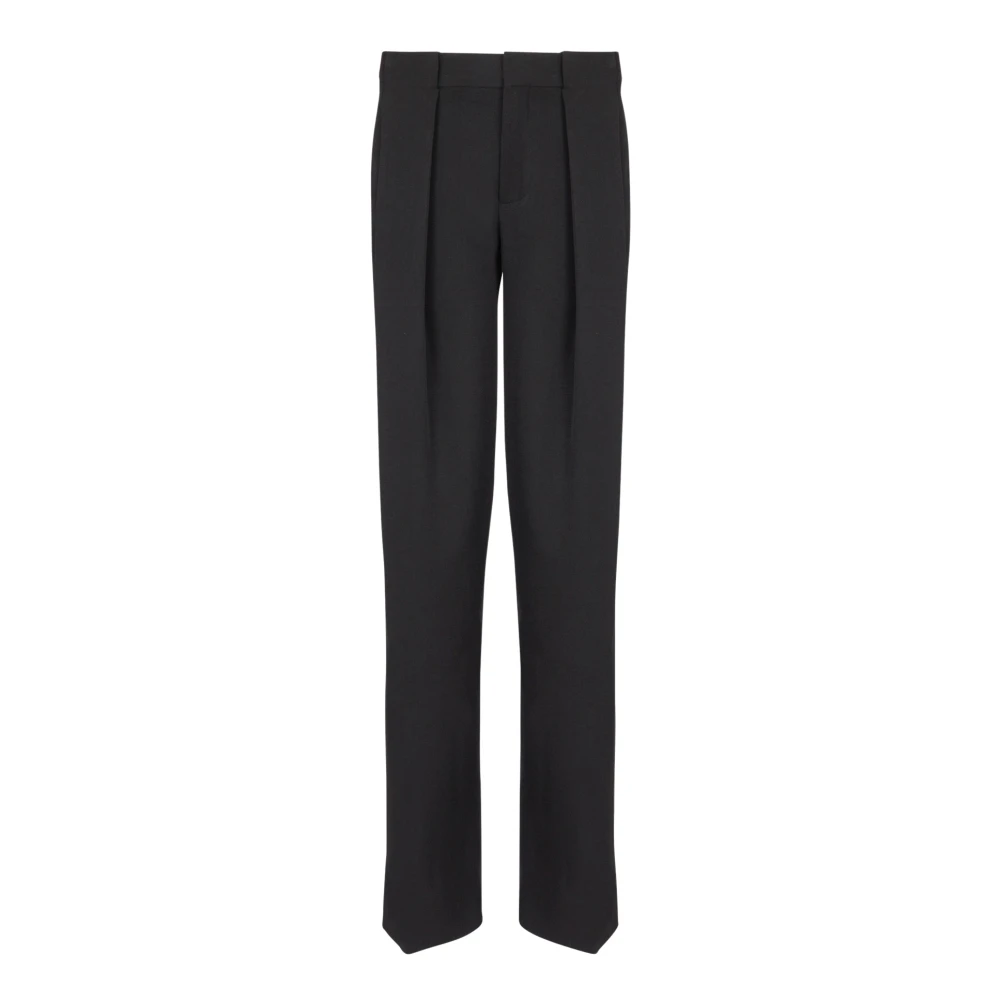 Balmain Black Pleated Grain De Poudre Trousers - Male - Wide Trousers - L - Trousers