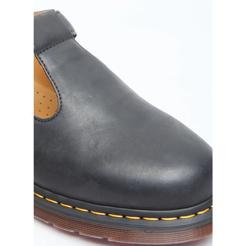 Dr. Martens Afneembaar Logo T-Bar Leren Schoenen Black Heren