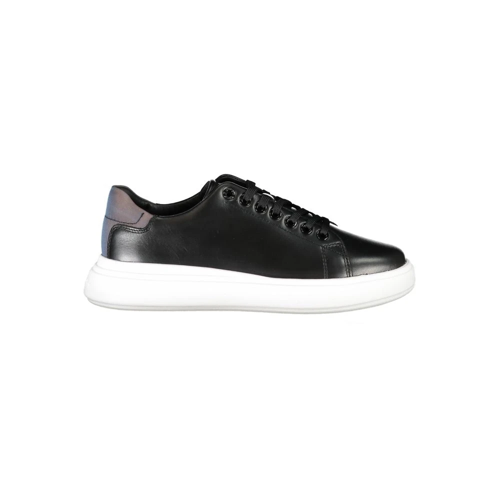 Calvin Klein Women's Black Sneakers, 6 Uk, Chic Lace-Up Trainers With Contrast Details