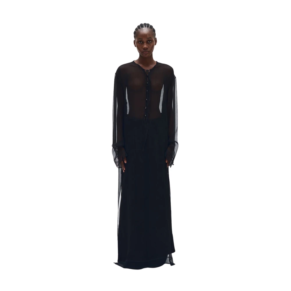 Ann Demeulemeester Black Maxi Dresses, Female, M, X-Long Caftan Dress