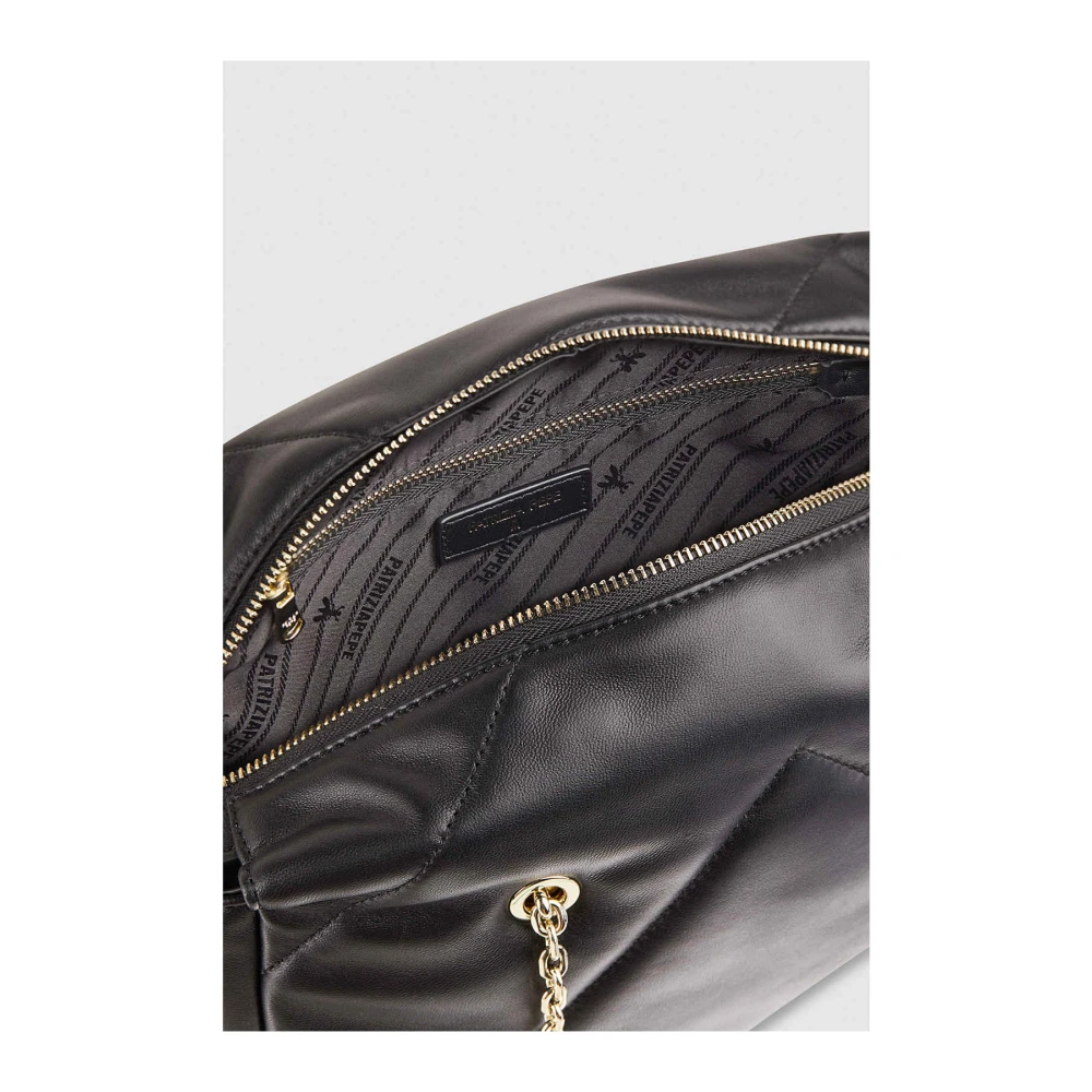 PATRIZIA PEPE Leren emmer tas met rits Black Dames