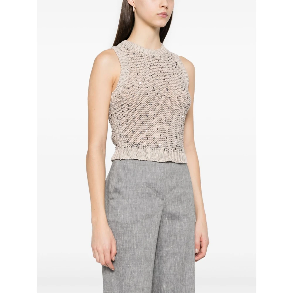 PESERICO Beige Gebreide Jas voor Vrouwen Beige Dames